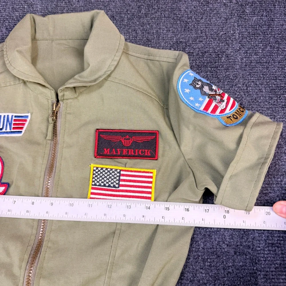 Leg Avenue Top Gun Maverick Flight Dress Olive Green Ruffle Hem Costume Sz M - Picture 6 of 8